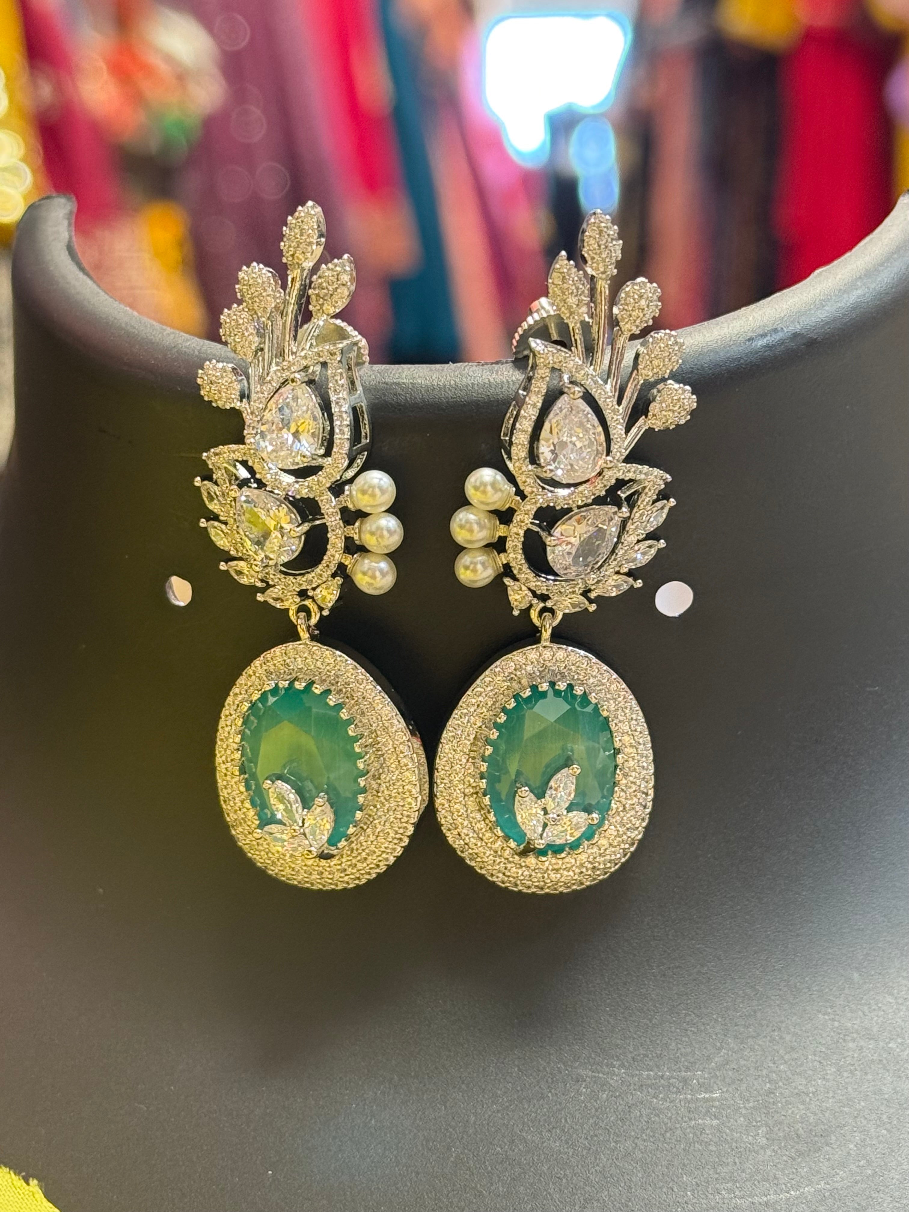 Pretty Party Wear - Silver Finish Earrings