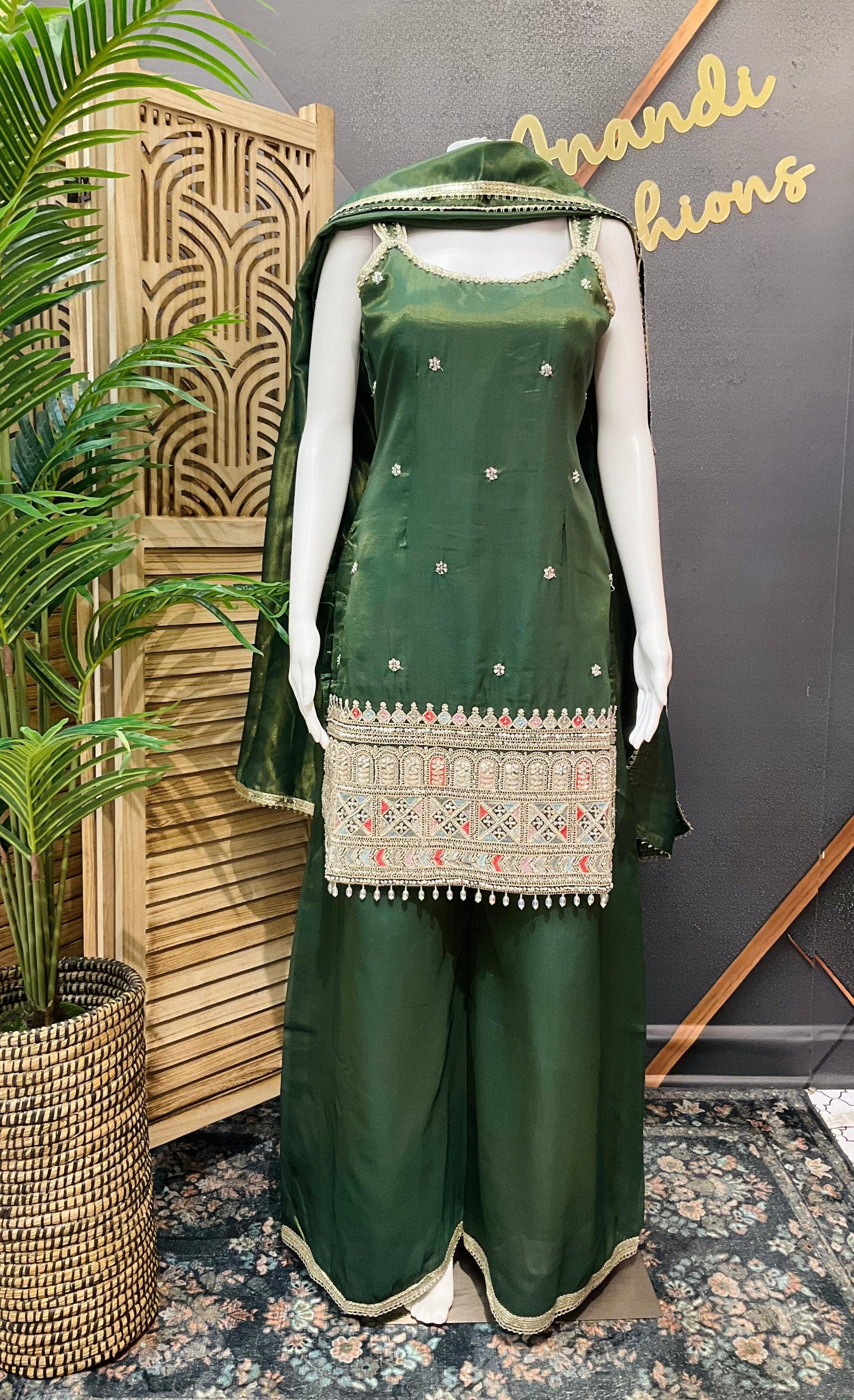 Sleeveless Tissue Sharara Set Size 40 - Designer Party Wear