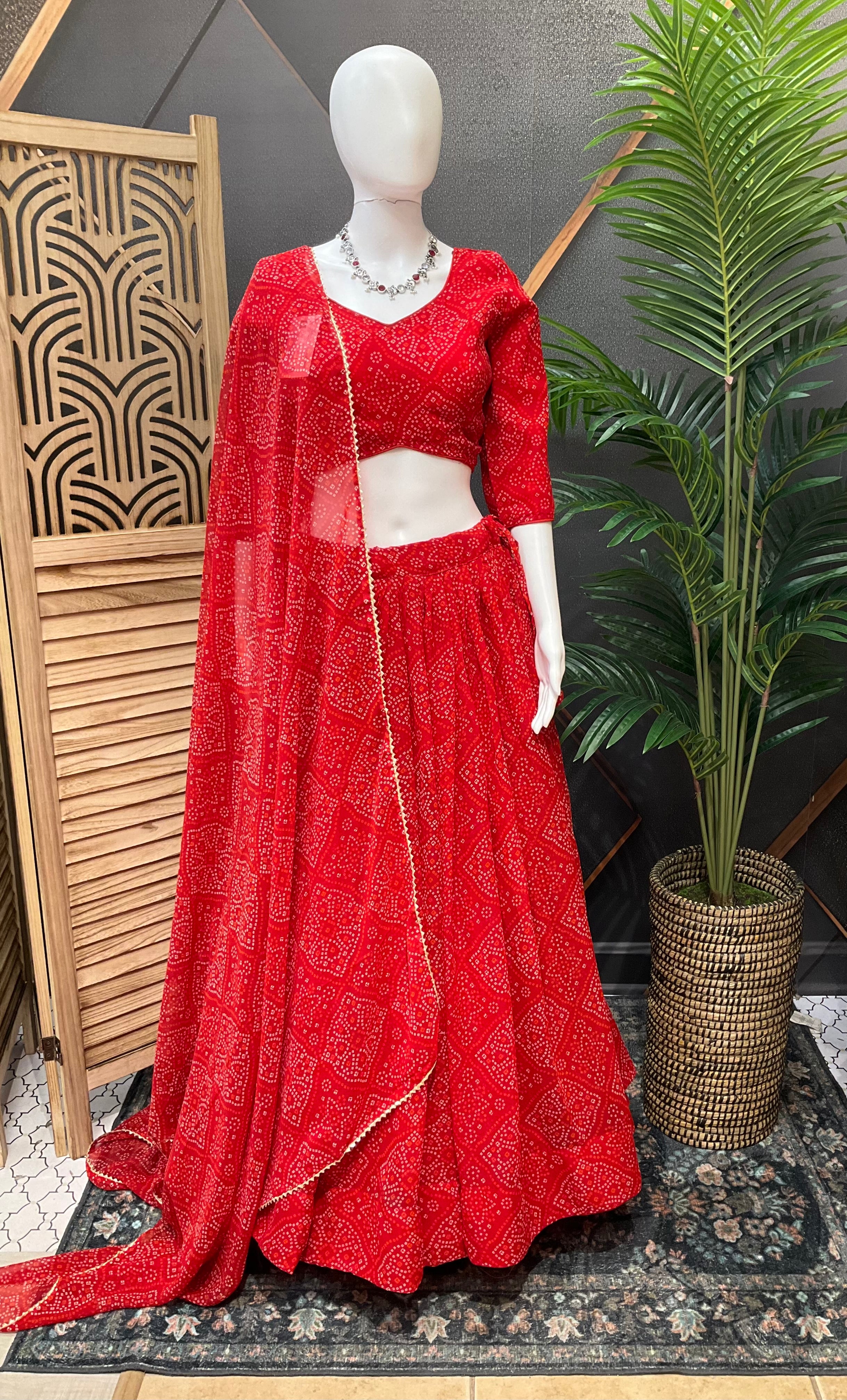 Size 40-Garba Special -Georgette Bandhini Chaniya Choli/Lehenga sets