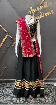 Black Garba Silk Chaniya Choli with Mirrors