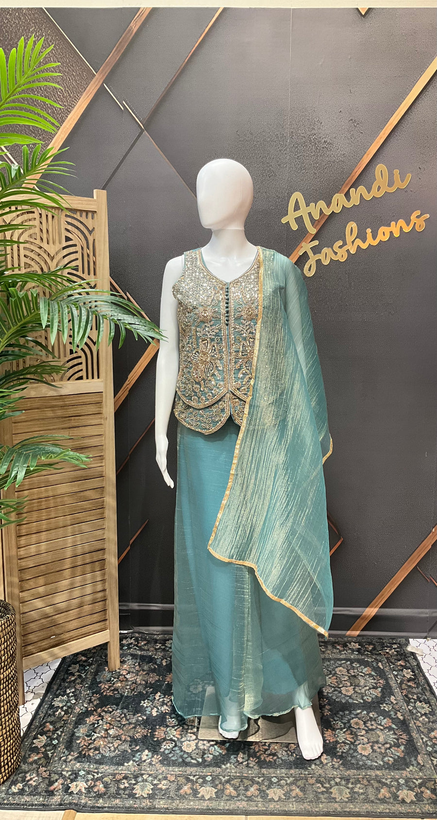 Women’s Pastel Blue Party Wear Palazzo set