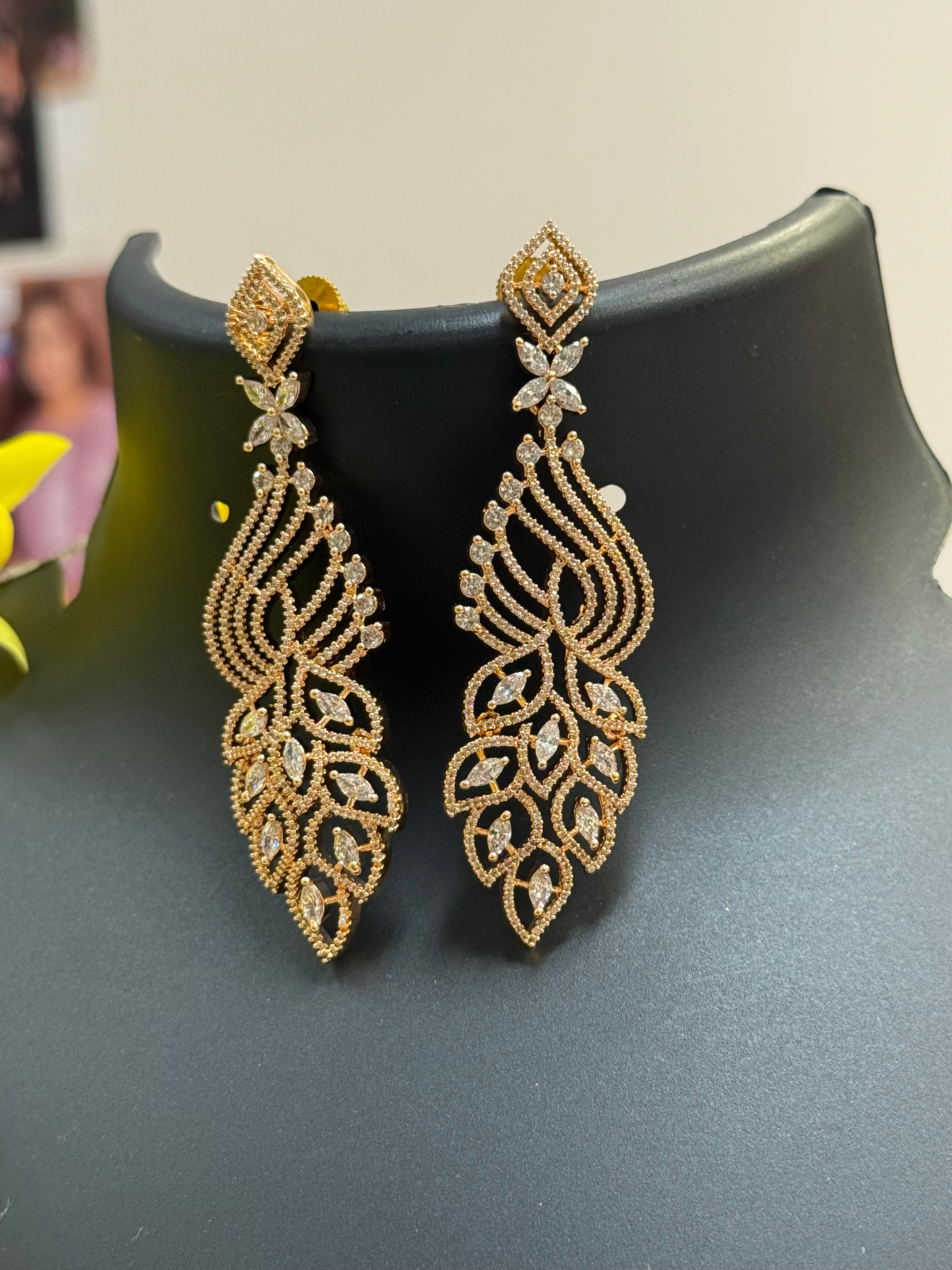 Party Wear Rose Gold Earrings