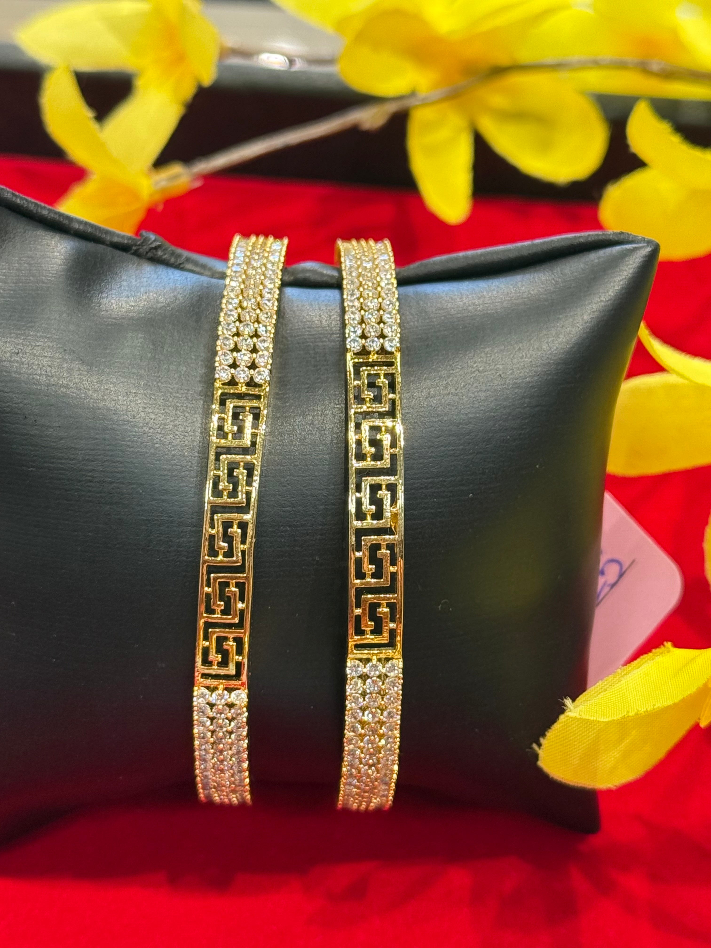 Unique Design CZ Bangles - Size 2.6