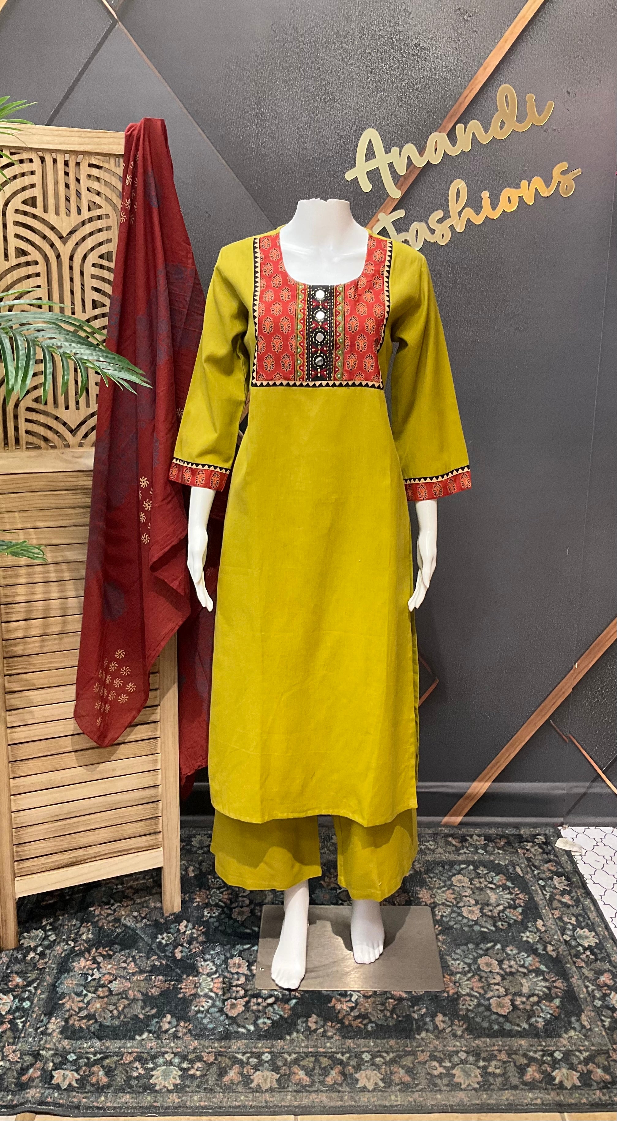 Green Pure Cotton Kurti set