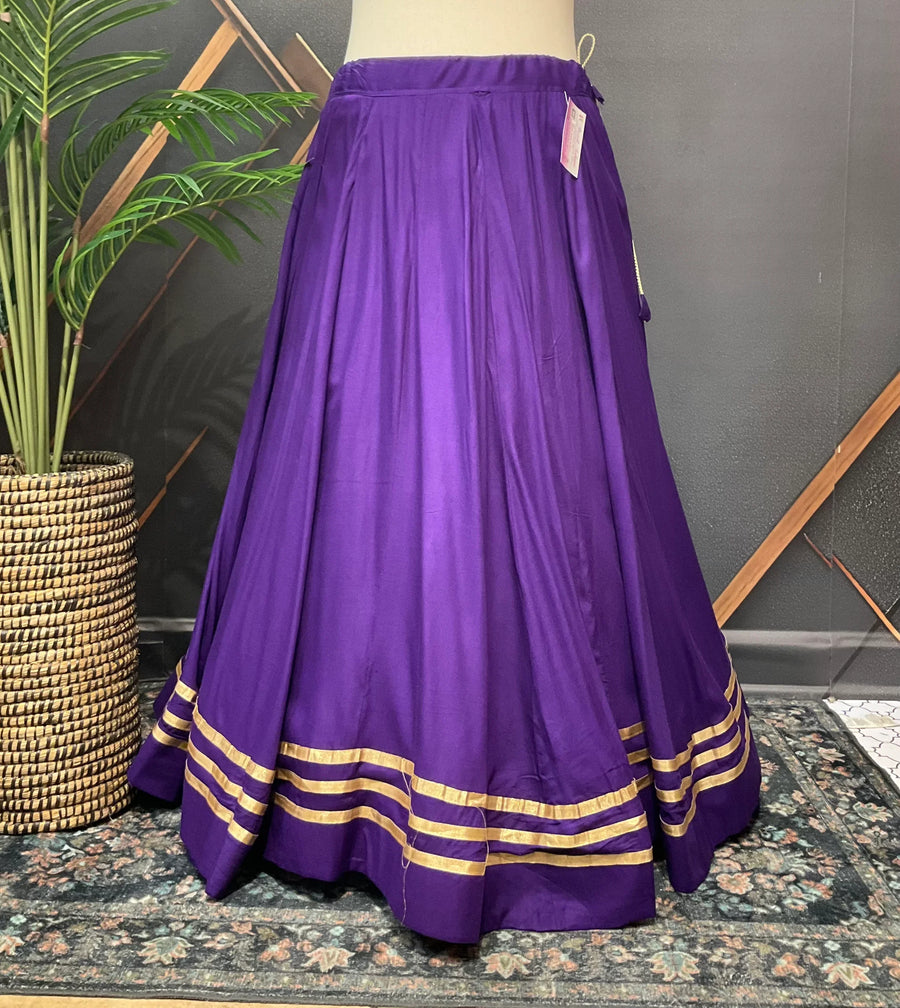 Purple Cotton Full Flare Skirt - Garba & Festive Wear