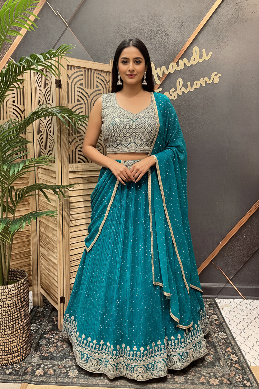 Size 46 - Plus size Georgette lehanga