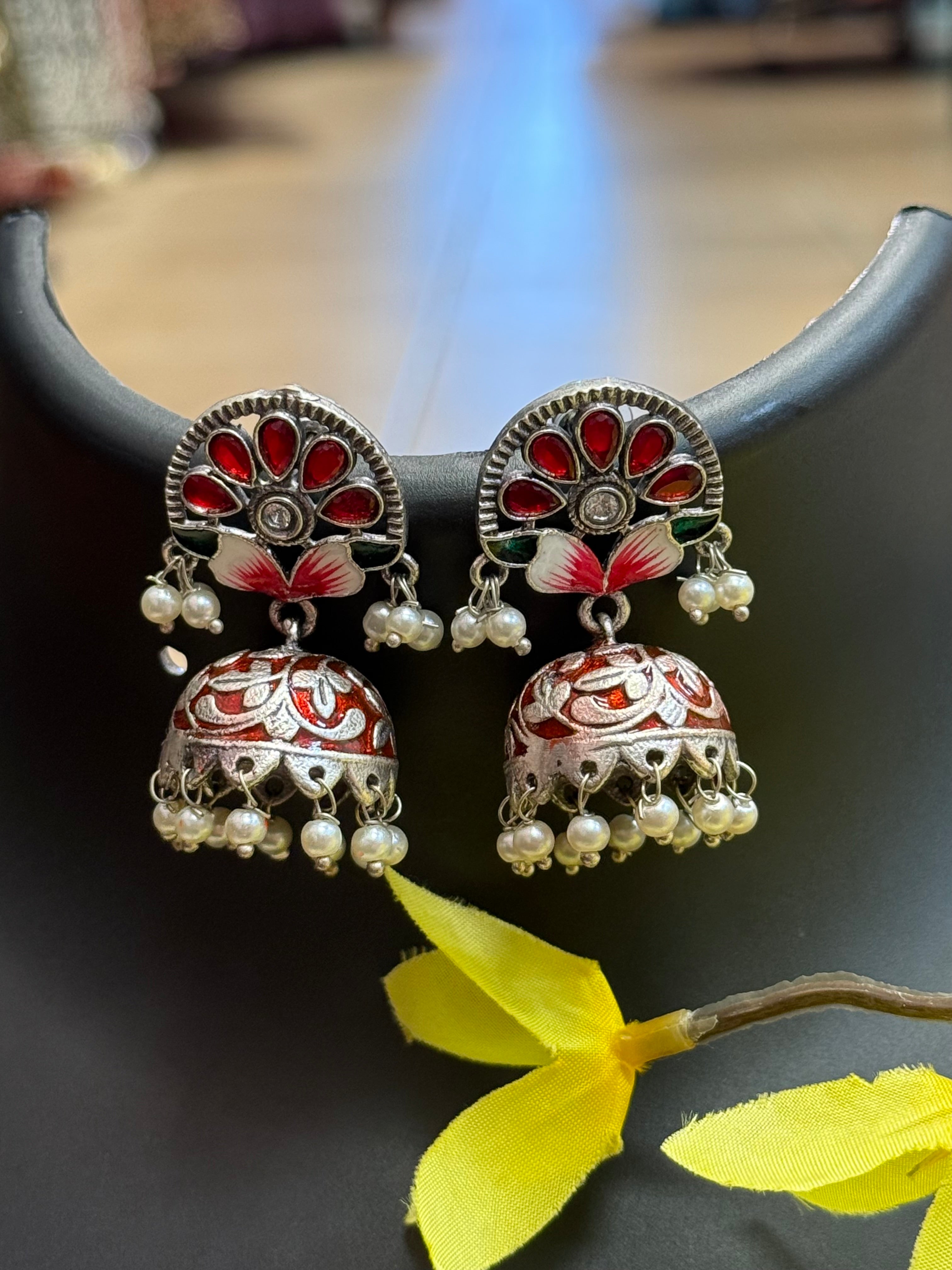Meenakari Painting Hand Painting Jhumkas /Earrings