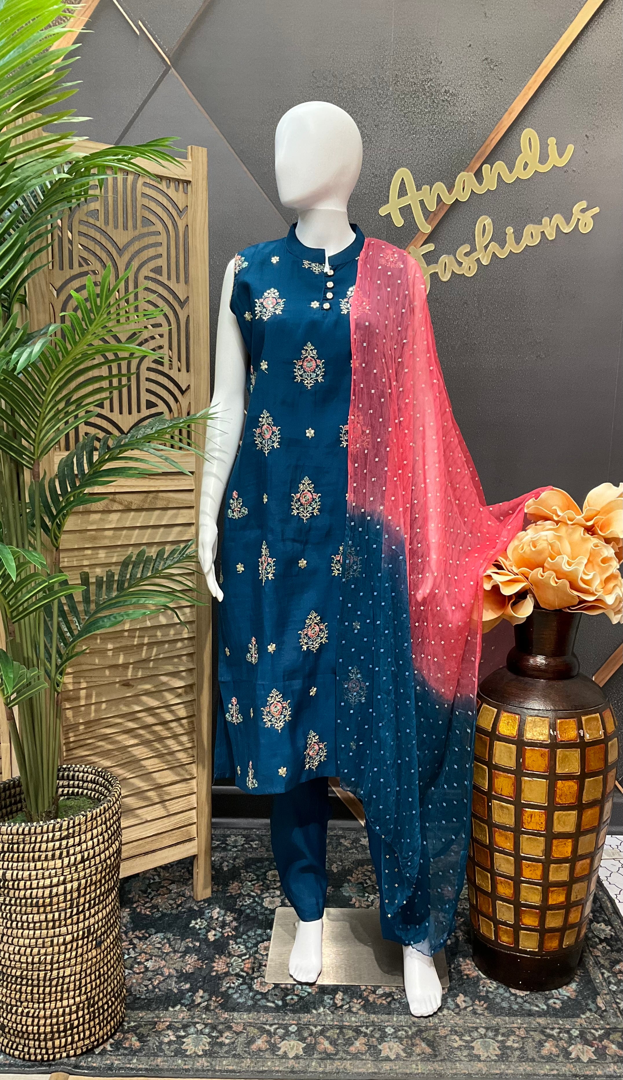 Blue - Sleeveless Kurti set
