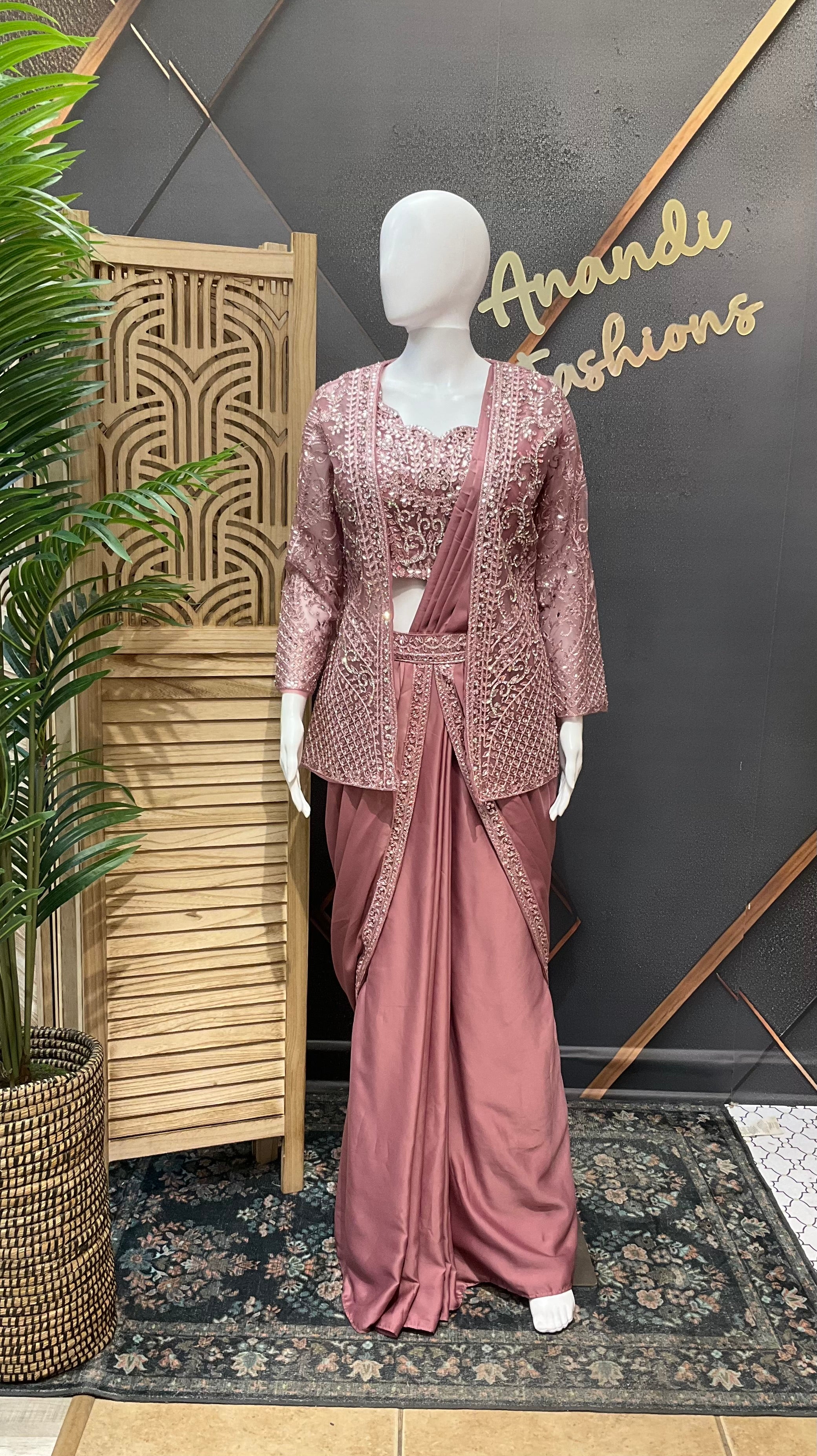 Ready to Wear Saree with Overcoat