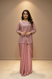 Ready to Wear Saree with Overcoat