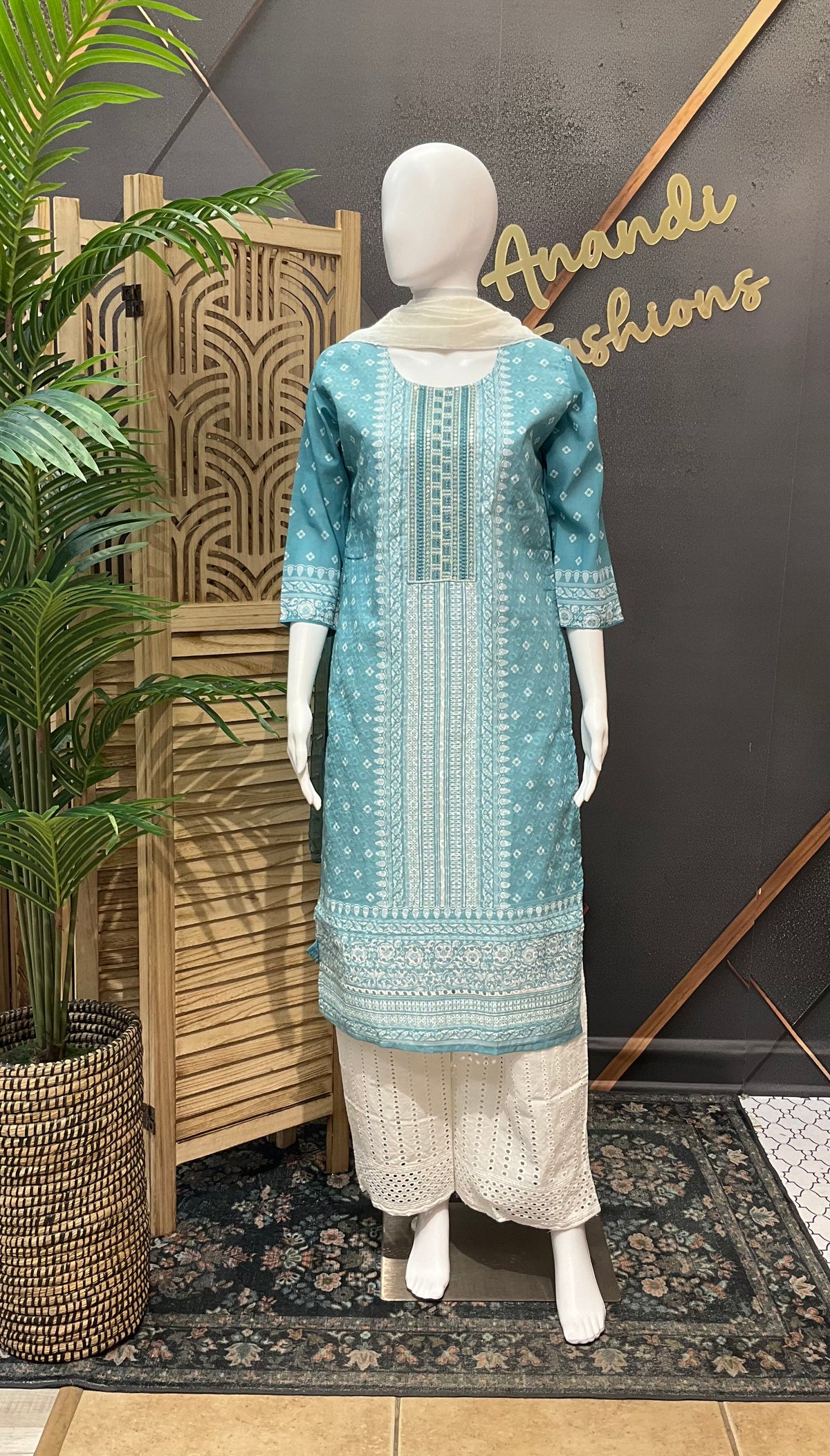 Light Blue - Cotton Chikankari Kurti set