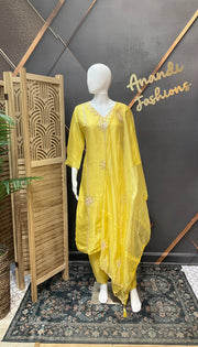 Yellow Party Wear kurti set