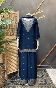 Size 44- Navy Blue Party Wear Palazzo set