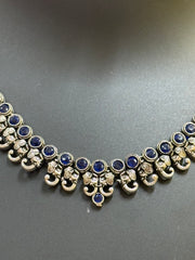 Elephant Design Blue German Silver Necklace set