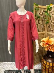 Plain Rayon Kurti with Sequence Work Design