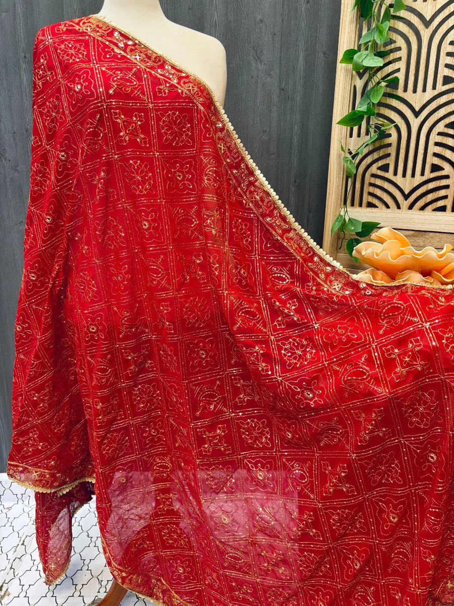 Gold Zari Embroidery Duppattas
