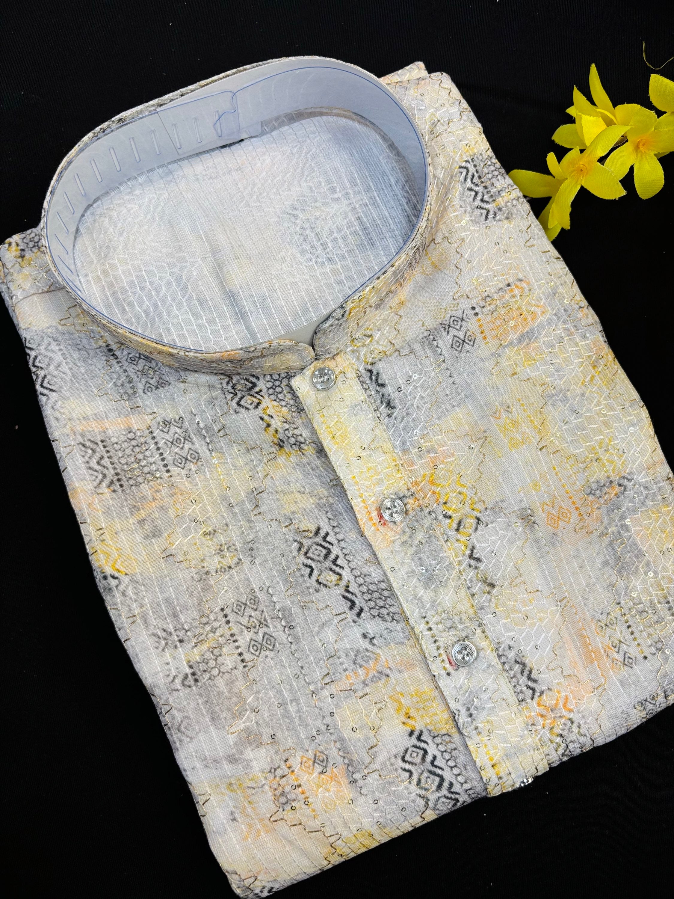 Digital Print Fancy Men’s Wear-Kurta Pajama set image 3