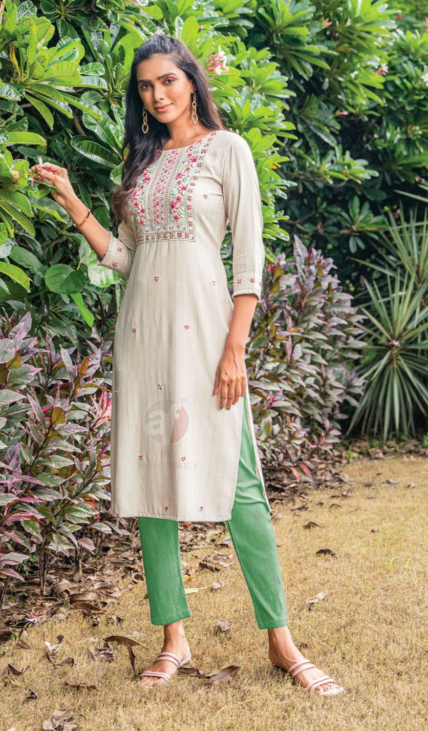 Rayon Kurti - Stylish and Elegant Rayon Embroidery Work Kurtis image 2