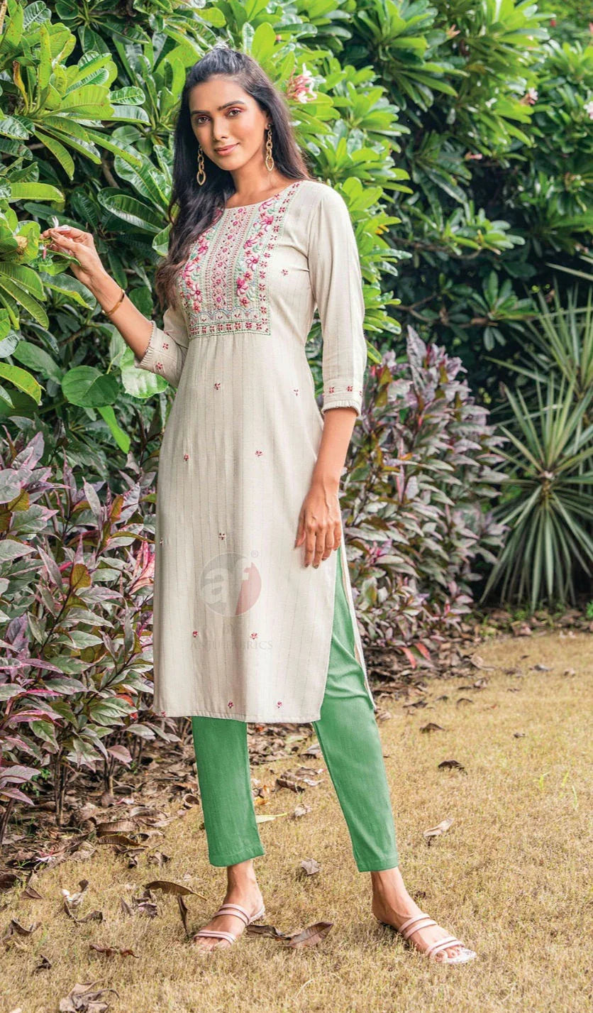 Rayon Kurti - Stylish and Elegant Rayon Embroidery Work Kurtis