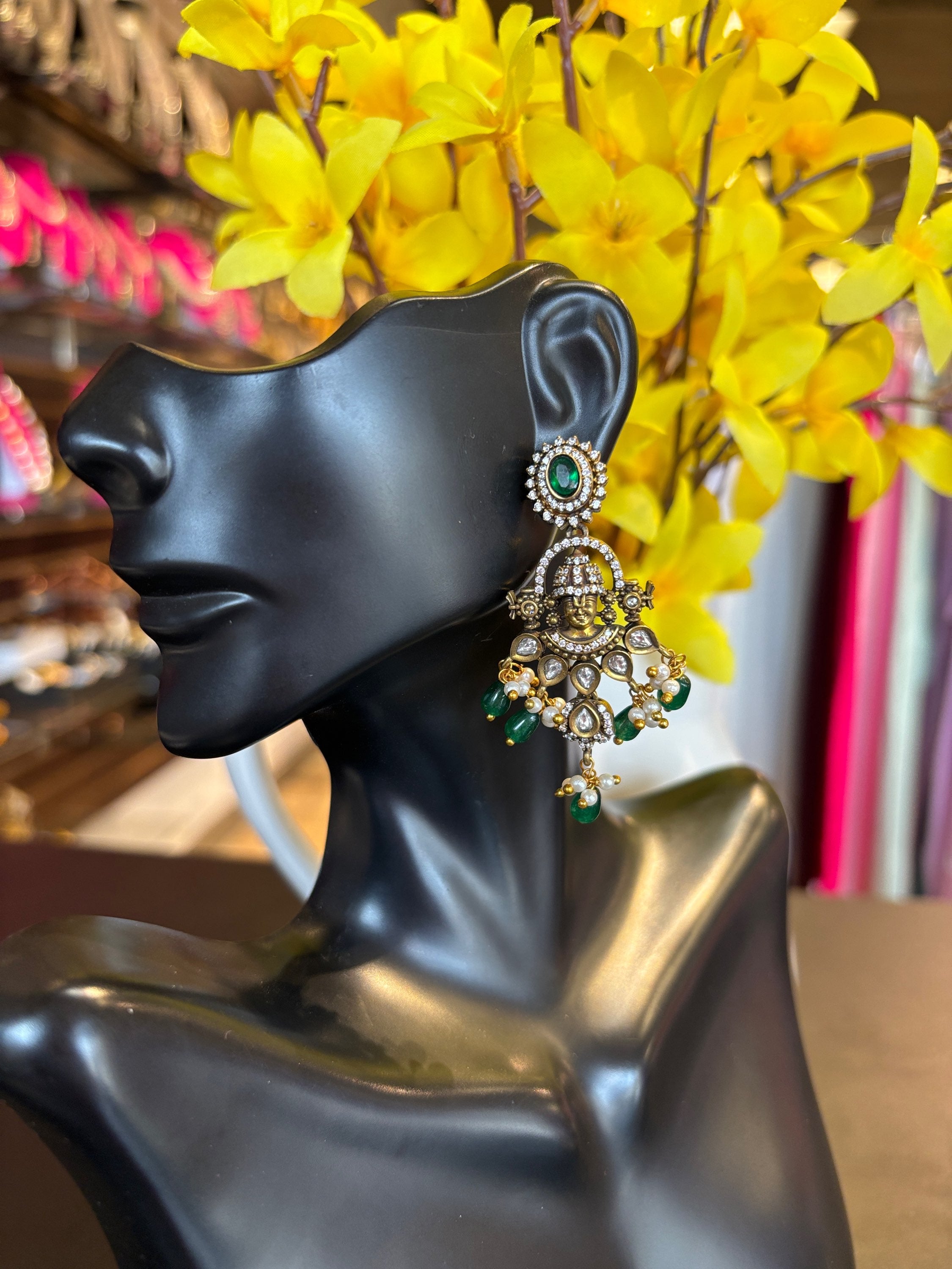 Temple Earrings - Lord Balaji Victorian earrings image 0