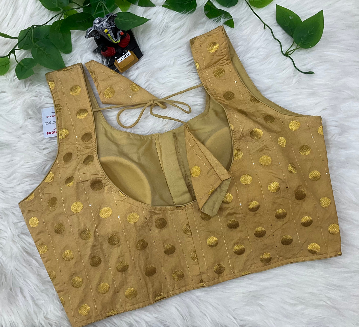 Indian Blouse - Print Sleeveless Blouse with Gold Prints image 3