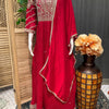 Red Vichitra Silk Party Gown Size 38 | Stone Work Long Dress for Women