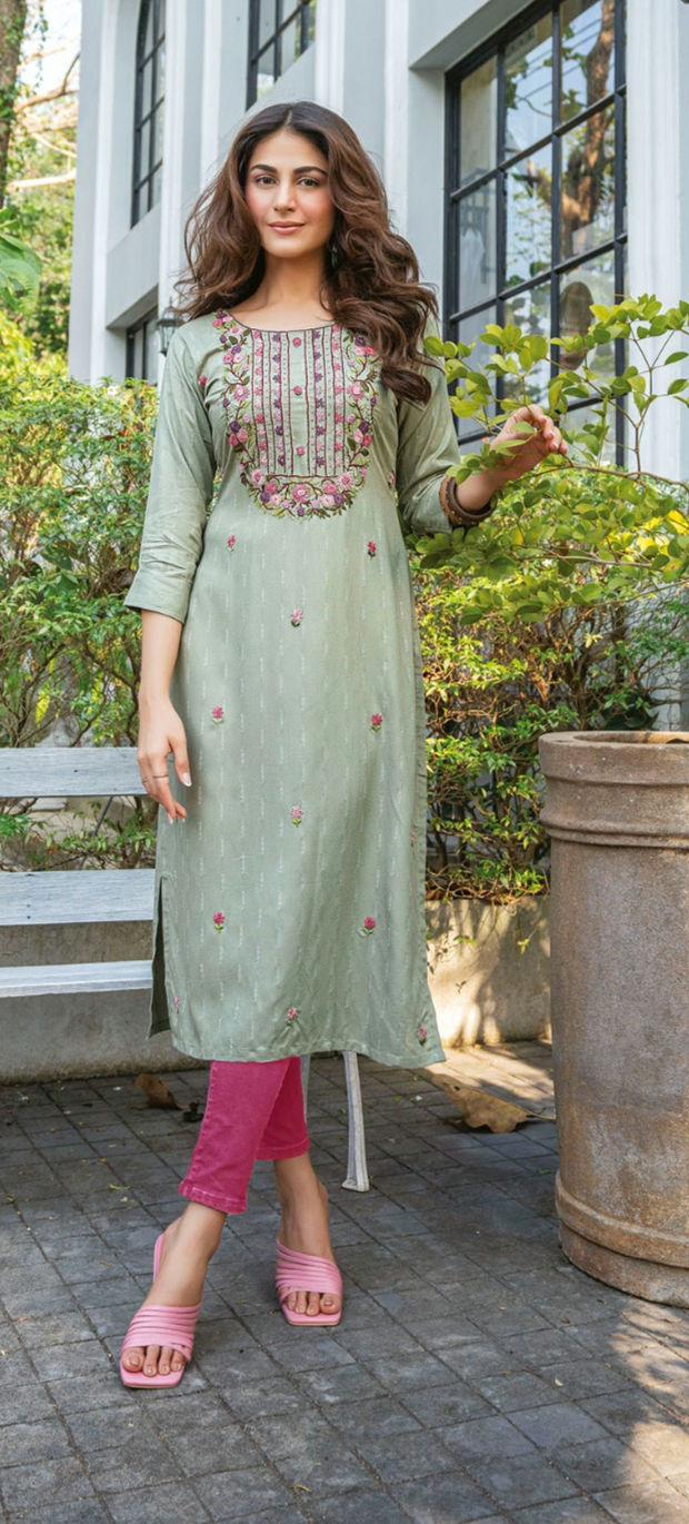 Embroidery Work Kurti - Latest Trendy Embroidered Kurtis image 8