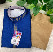 Kurta for Boys - Maron and Blue Variant Silk Kurta Set