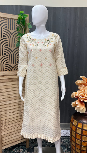Half White Kurti with Embroidery work