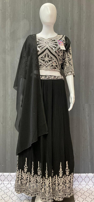 Black Designer Lehenga Set Size 38 - Elegant Party Wear