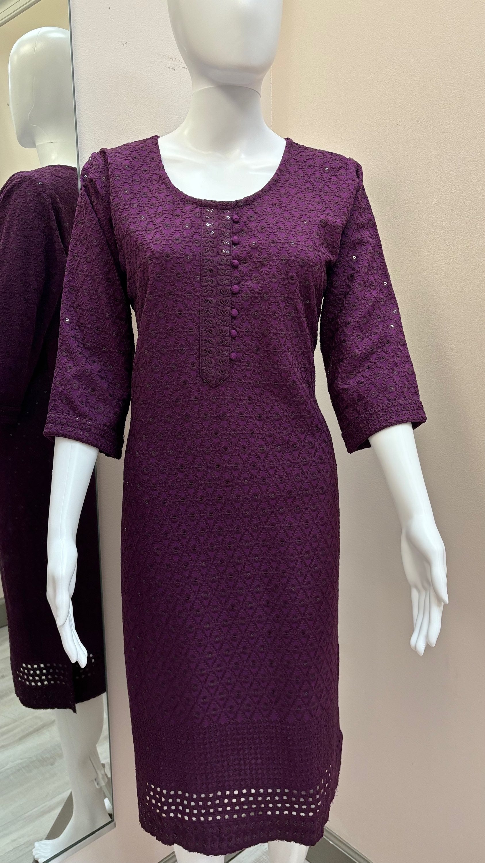 Chikankari Rayon Kurtis - Soft rayon Kurtis with sequence work image 0