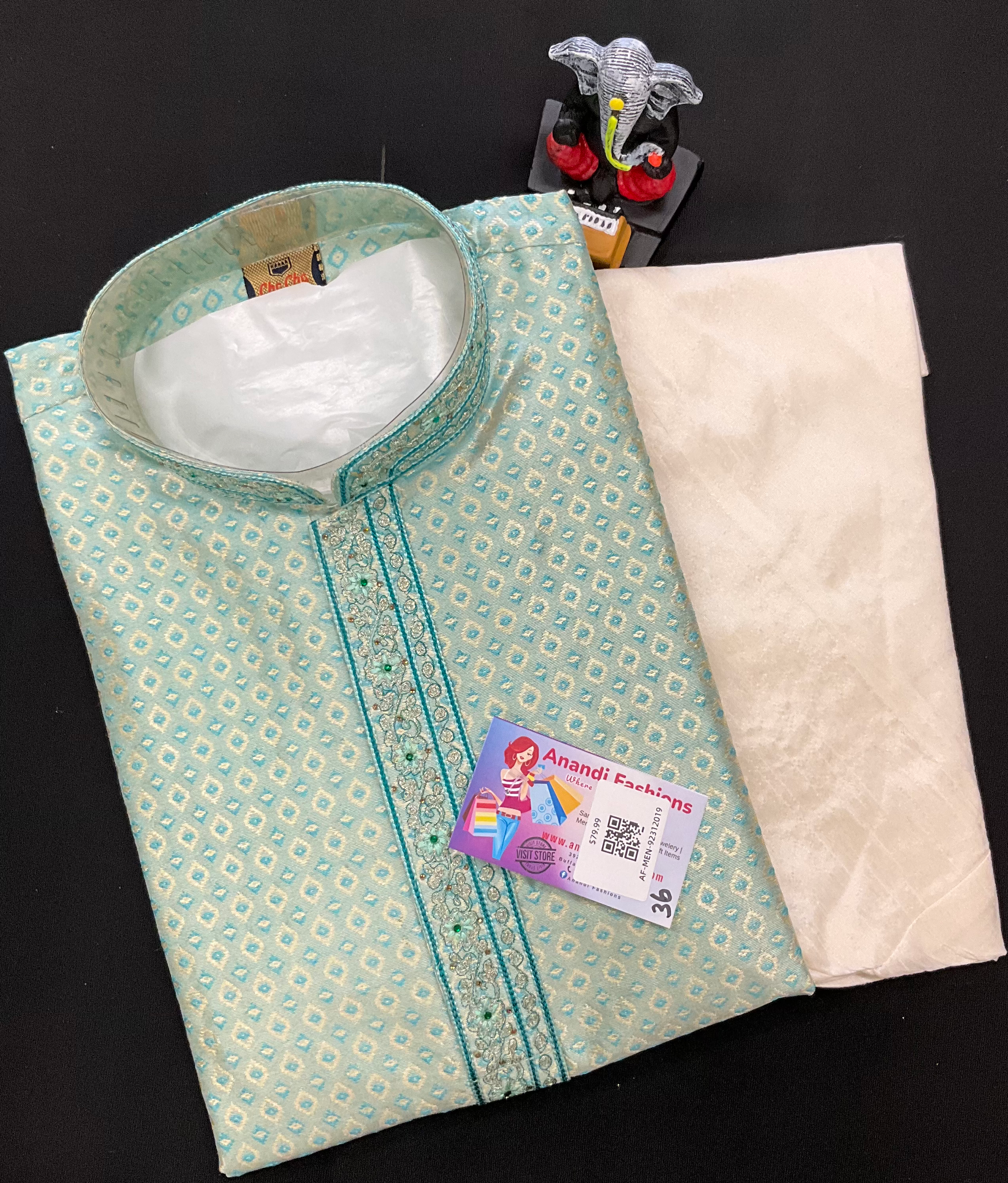 Mens kurta - Light Green Printed image 0