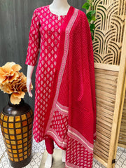 Pink- Pure cotton kurti set -Size 38