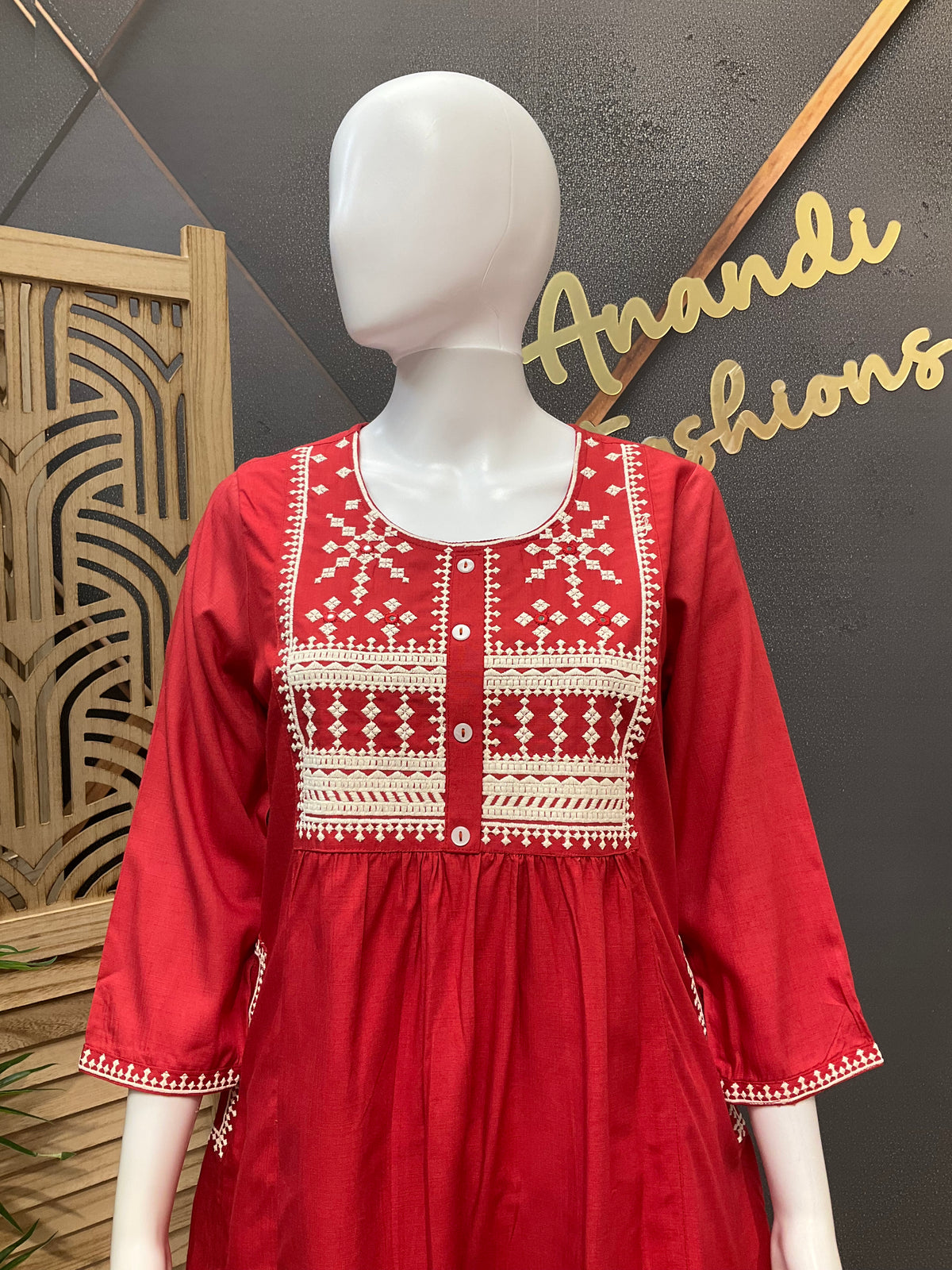 Brick Red - Rayon Short Kurti