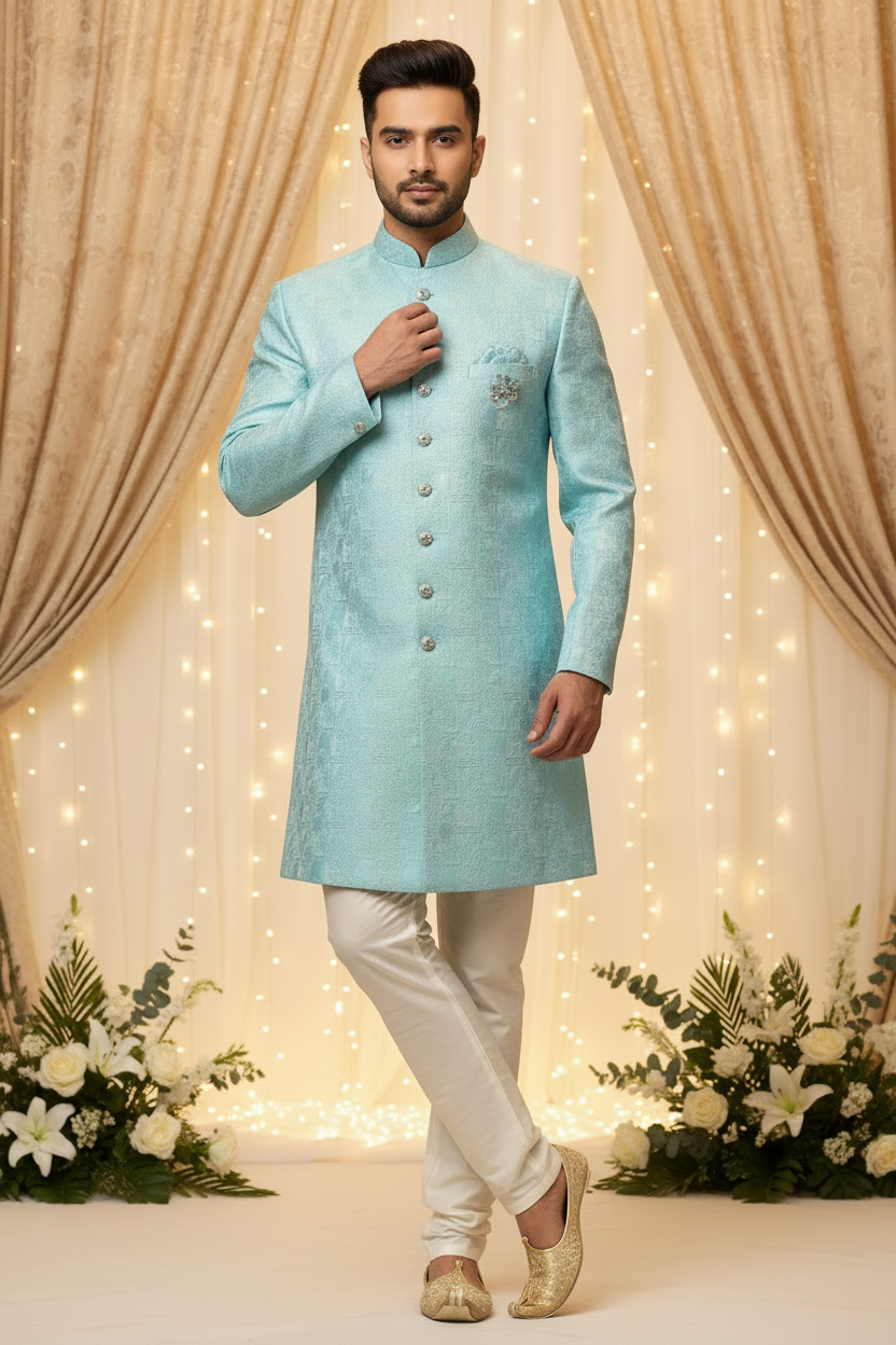 Indo Western Men’s sherwani - Blue