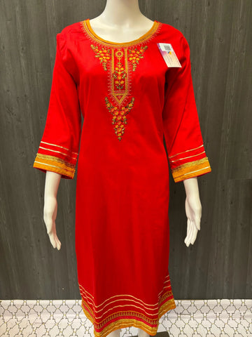 Red Color Rayon Kurti- Elegant Colorful Rayon Kurti size 40