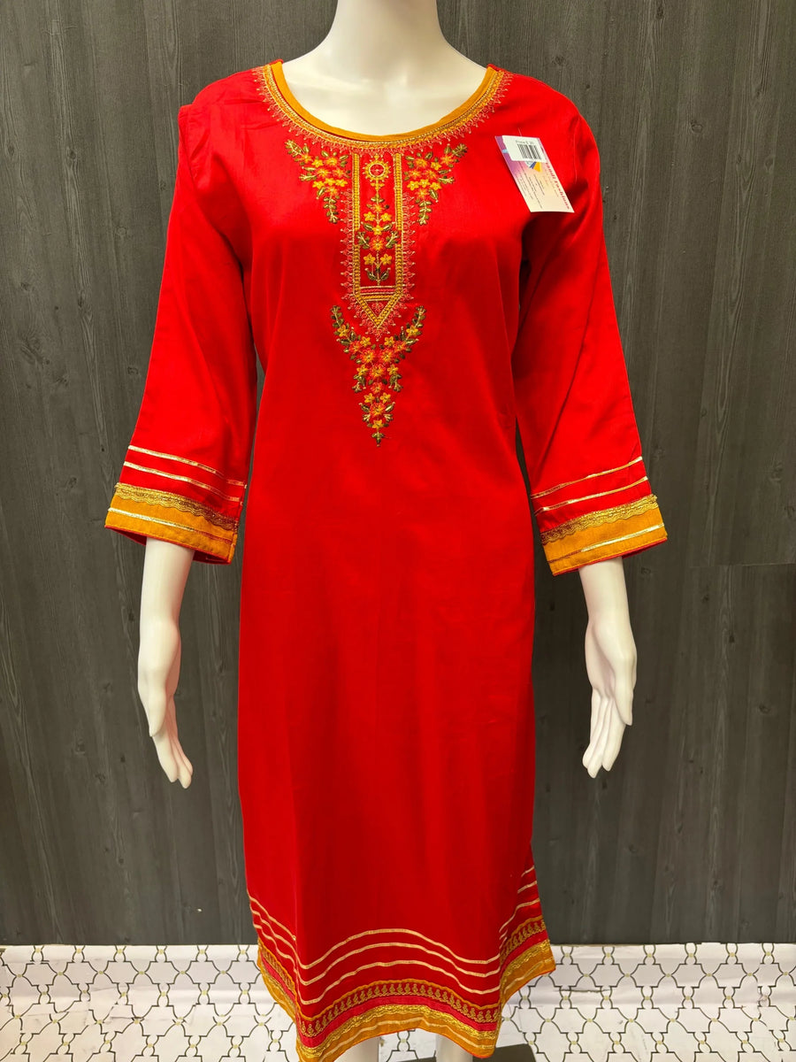 Red Color Rayon Kurti- Elegant Colorful Rayon Kurti size 40