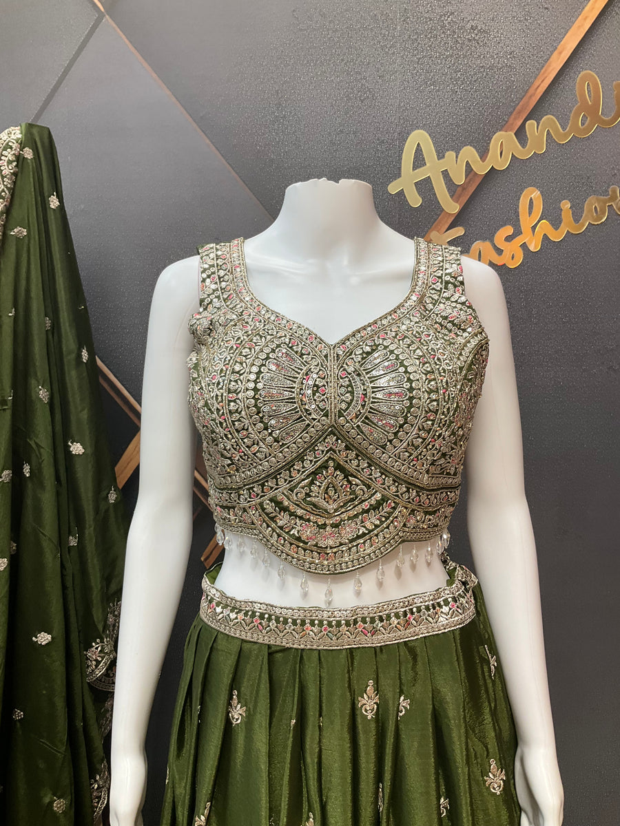 Green Party Wear Lehenga set
