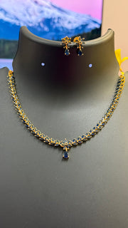 Simple Navy Blue Stones Necklace set