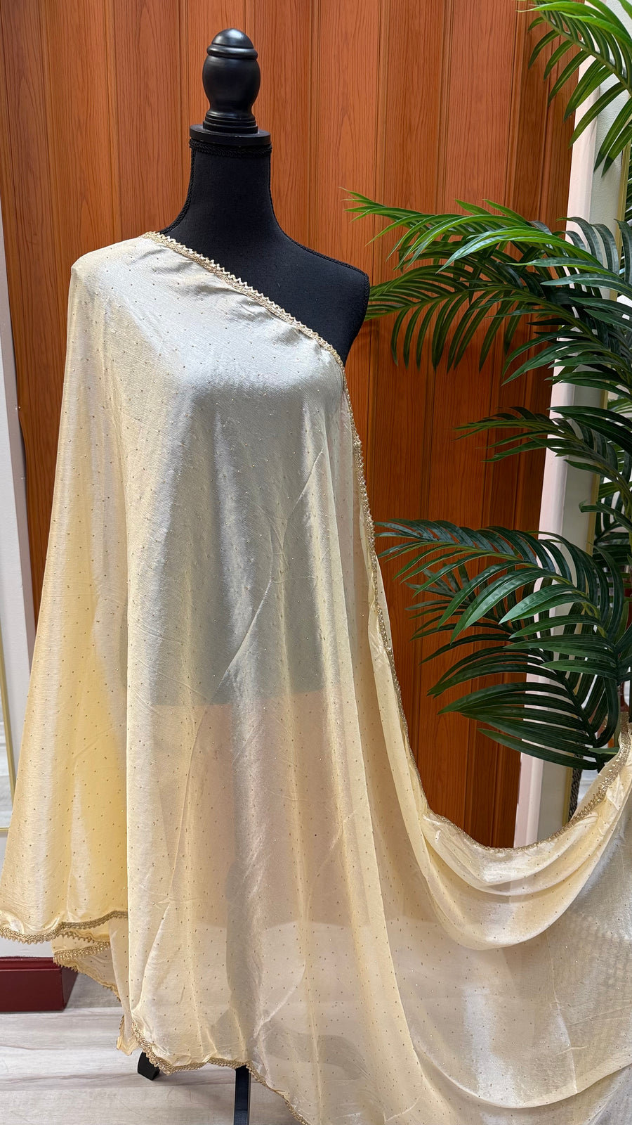Satin Silk Dupattas with Gold Border