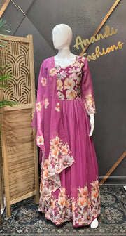 Purple floral long Dress