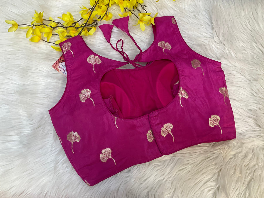 Pink Back Opening Satin Silk Blouse