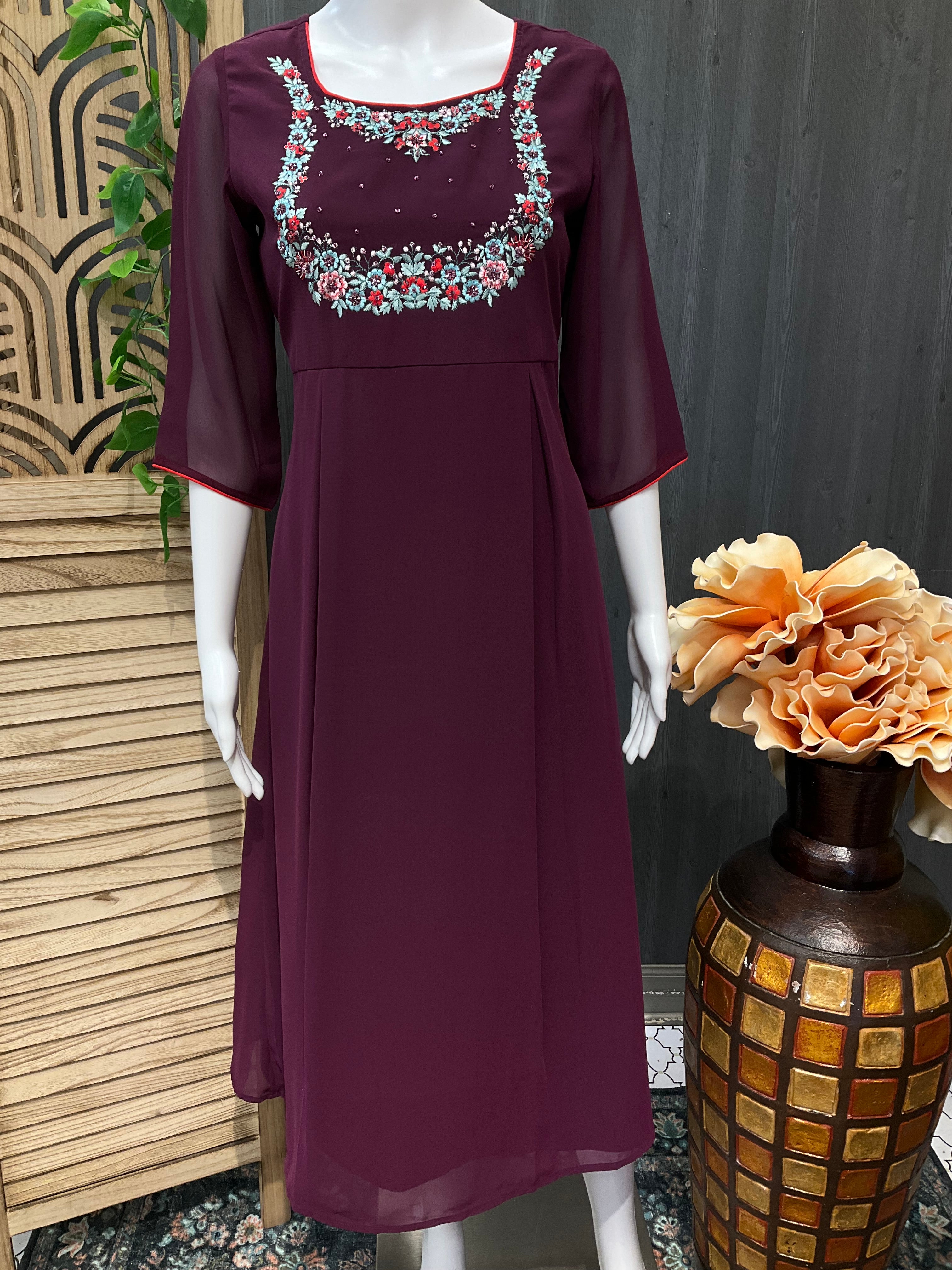 Purple Georgette Kurti /Frock Style- Size 36/US XXS