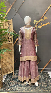 Women’s Onion Pink Party Wear Sharara Set