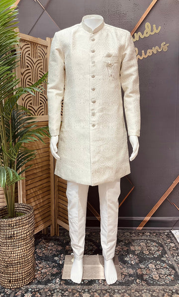 Silver Color Men’s Wear Sherwani Set
