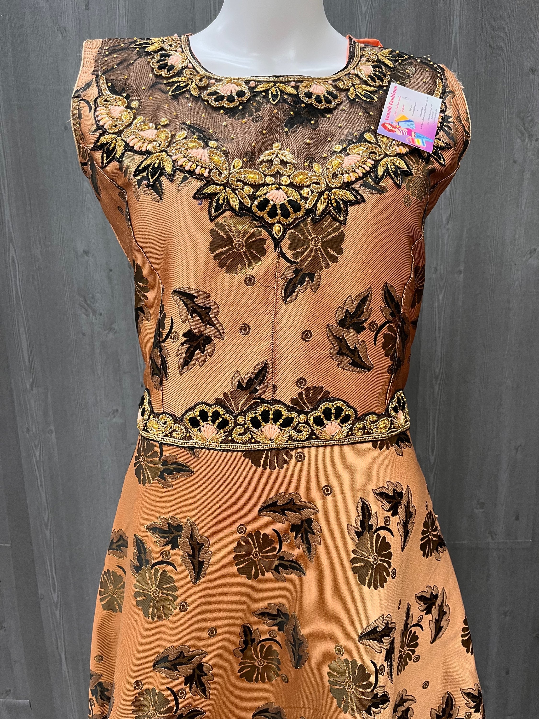 Size 40/US S-Indian Party Dresses - Orange Party Wear Kurti image 1