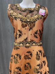 Orange Party Wear Kurti Size 40 - Intricate Work Design