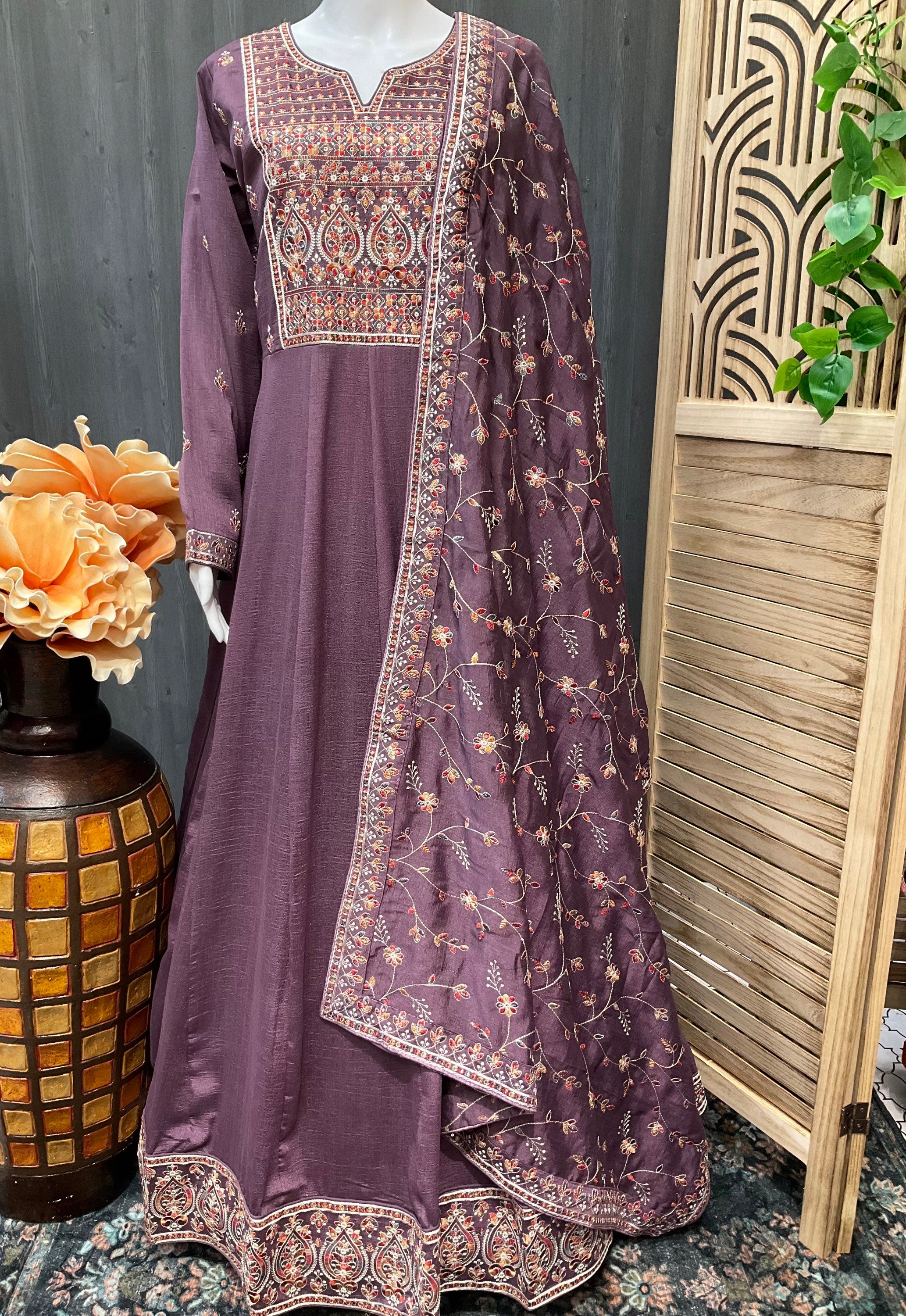 Long Sleeve Dress - Premium Quality Purple Dress with Embroidery - Size 40/US S image 0