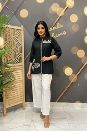 Black Embroidered Short Kurti
