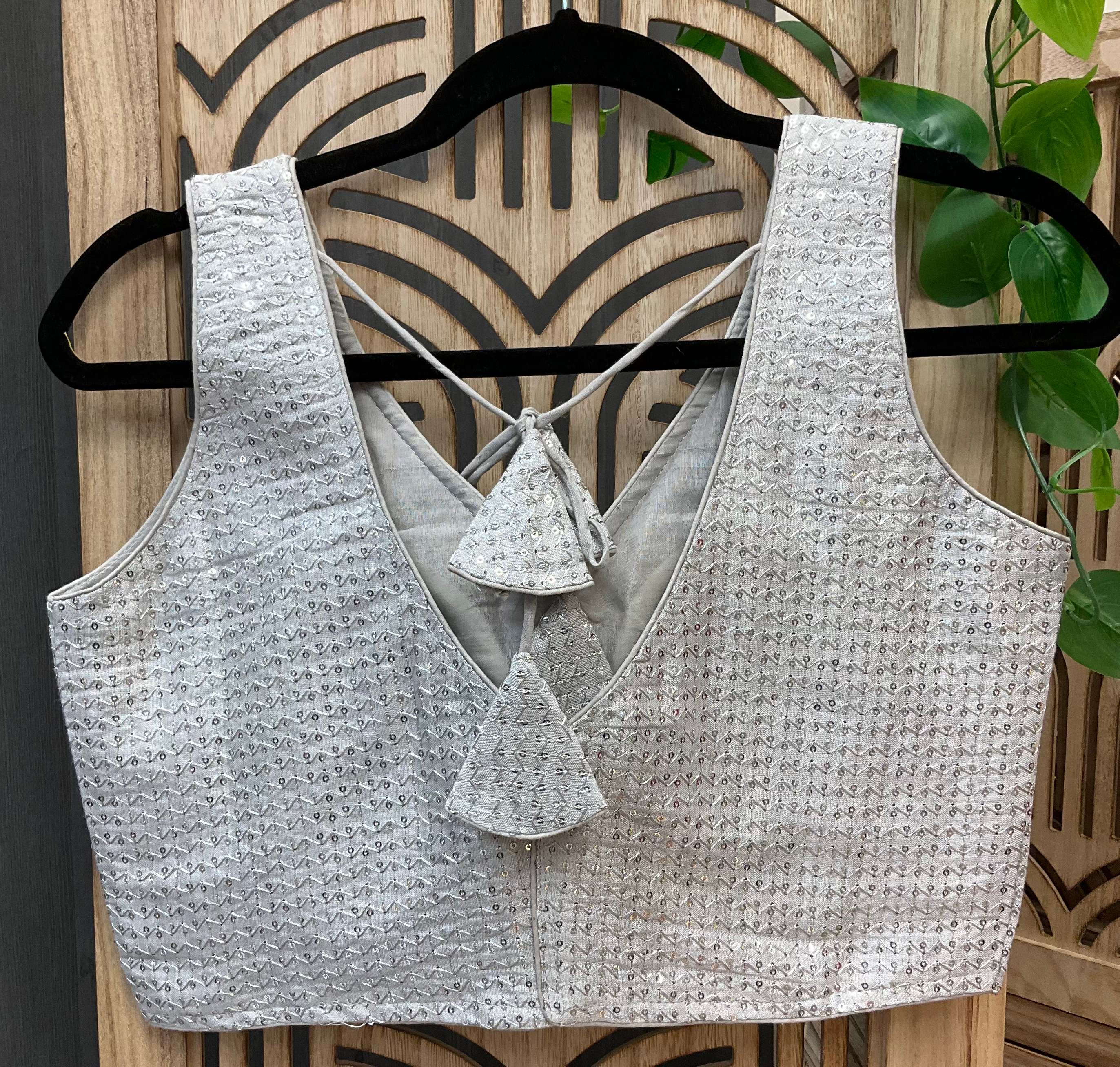 Silver Blouses with Sequence Work image 2